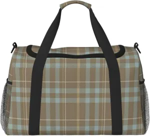 Blue Earth Grid Travel Duffel Bag Large Foldable Waterproof Overnight Bag For Beach Swim Bags Pool Sports Gym