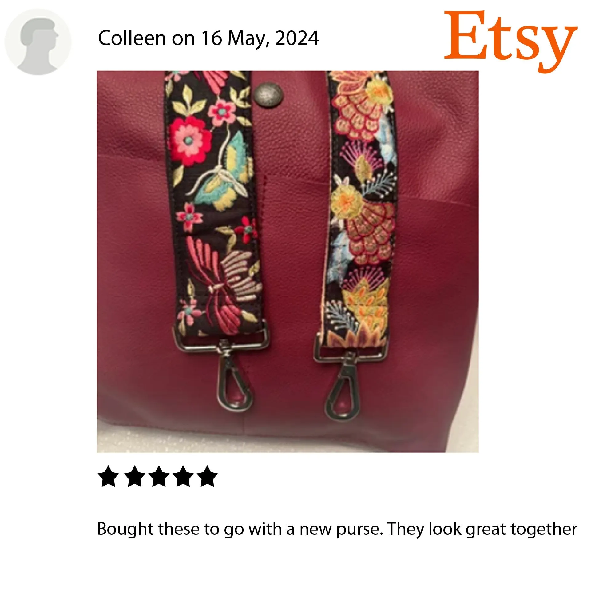 Boho Guitar Strap Floral Embroidered Purse Strap Crossbody Strap for Purses Handbag Boho Bag Strap Embroidery Replacement Strap Gift for her