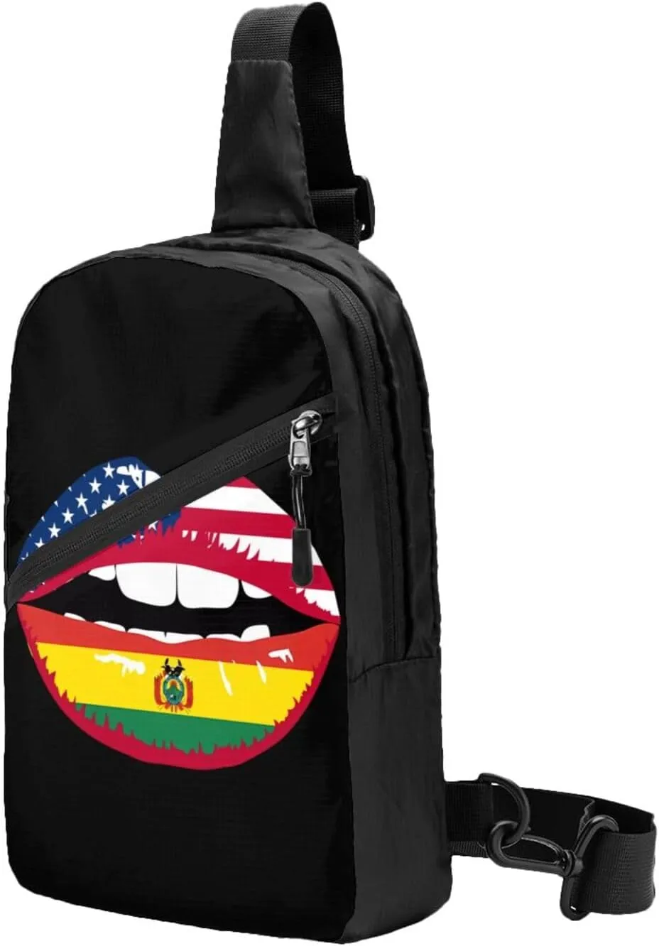Bolivia Bolivian American Flag Lips Packable Crossbody Bag Portable Sling Bags Foldable Travel Daypack Reusable Sports Shoulder Backpack Diagonally Chest Bag for Workout