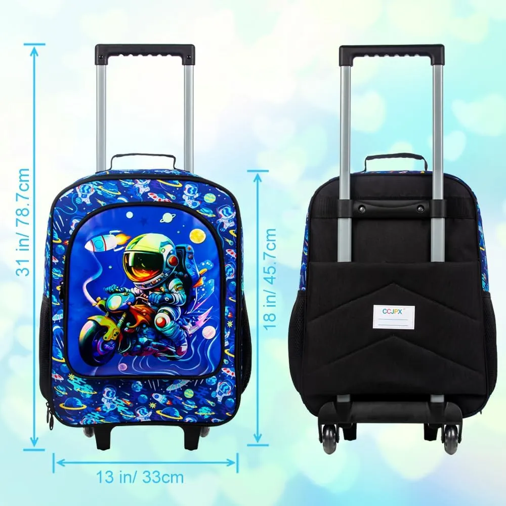Boys Suitcase, 18" Kids Carry on Luggage With Wheels, Space Suitcases for Toddler Children(Black)