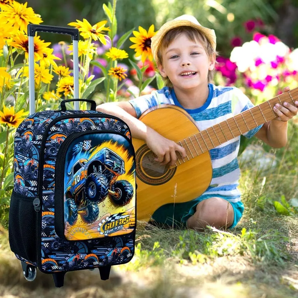 Boys Suitcase, Kids Travel Suitcases with Wheels, Car Carry on Rolling Luggage(Black)