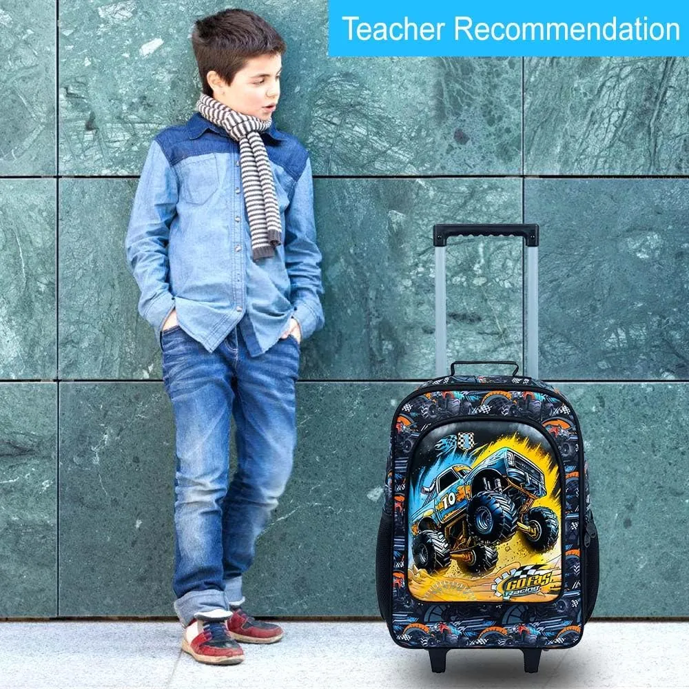 Boys Suitcase, Kids Travel Suitcases with Wheels, Car Carry on Rolling Luggage(Black)