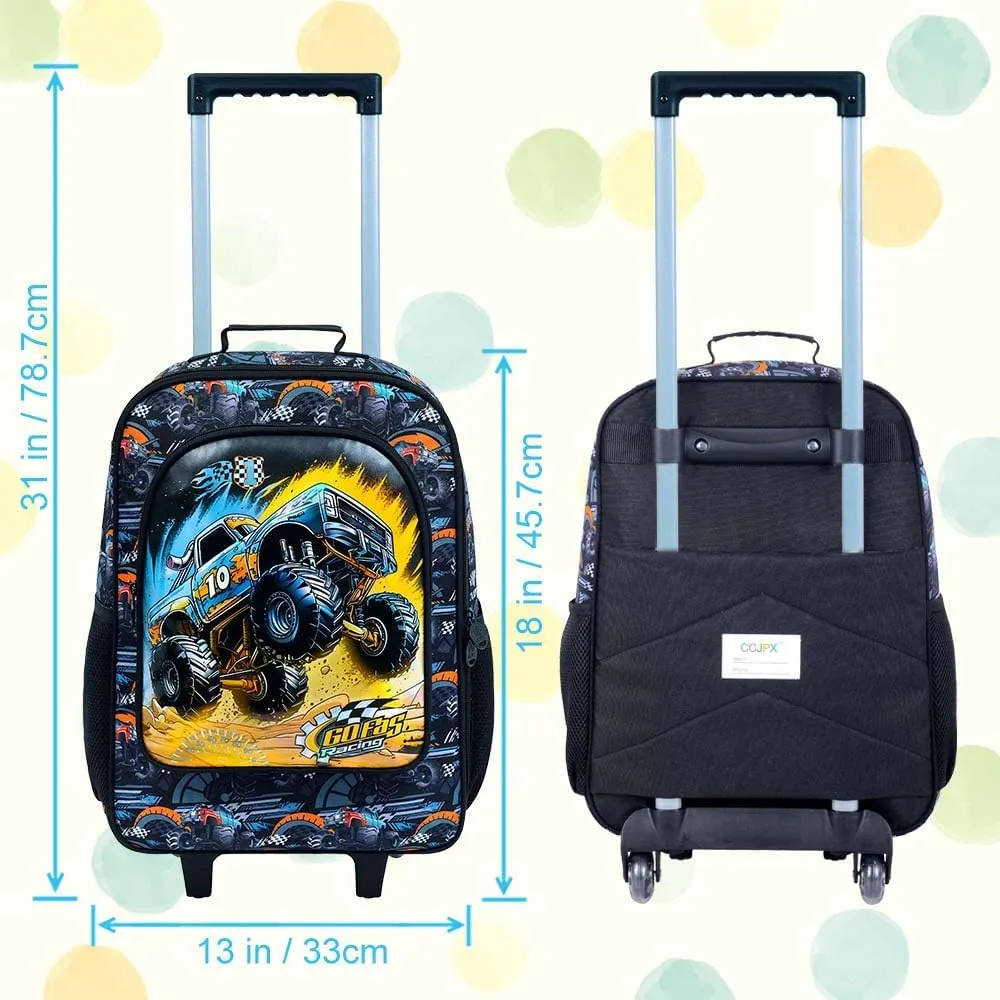 Boys Suitcase, Kids Travel Suitcases with Wheels, Car Carry on Rolling Luggage(Black)