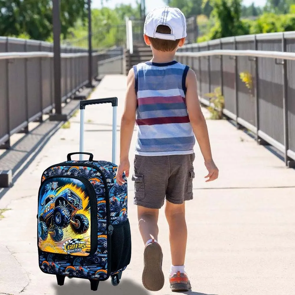 Boys Suitcase, Kids Travel Suitcases with Wheels, Car Carry on Rolling Luggage(Black)