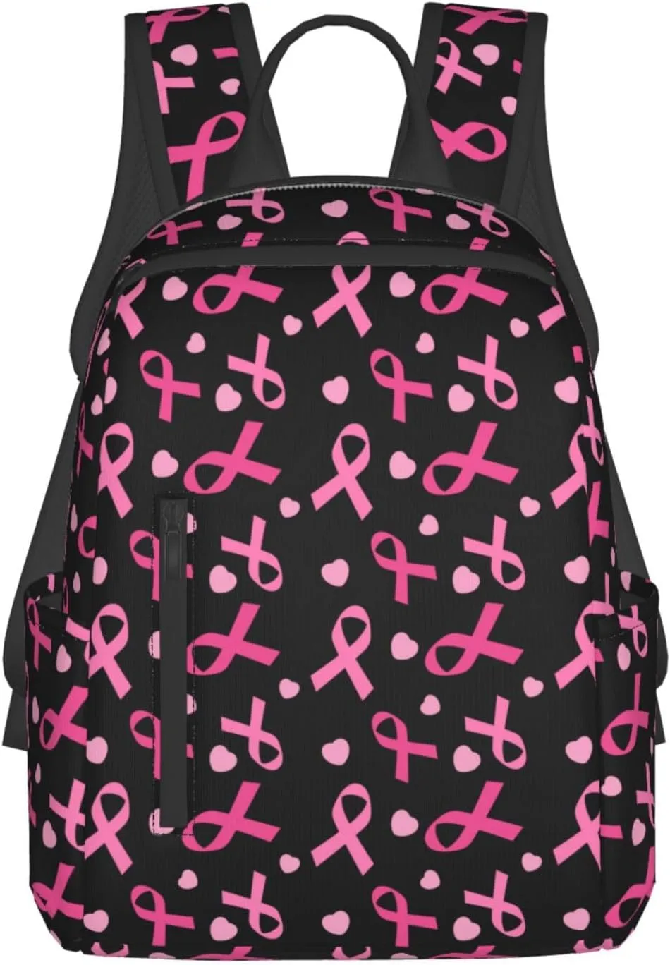 Breast cancer awareness ribbons love heart black Backpack Travel Bag Bookbags Satchels Daypacks