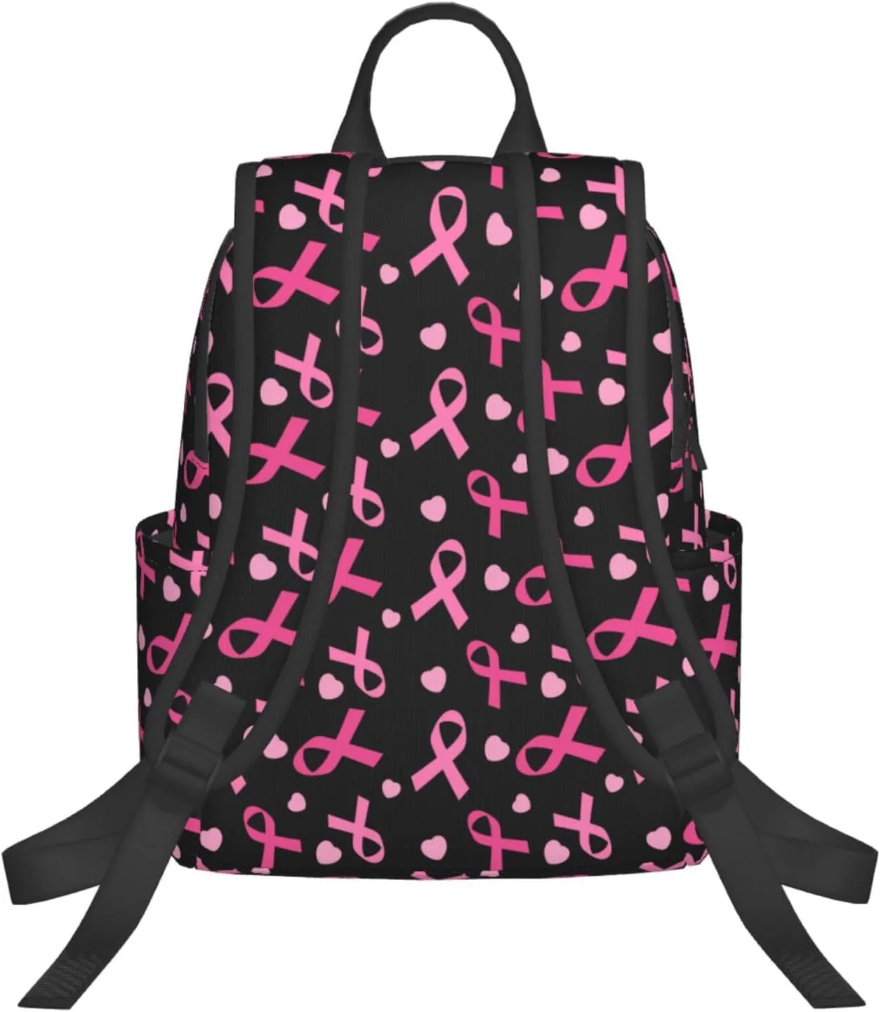 Breast cancer awareness ribbons love heart black Backpack Travel Bag Bookbags Satchels Daypacks