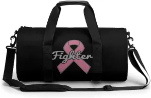 Breast Cancer Ribbon Fighter Small Gym Bag for Men Women Swim Dance Travel Tote Duffle Bags with Shoulder Strap
