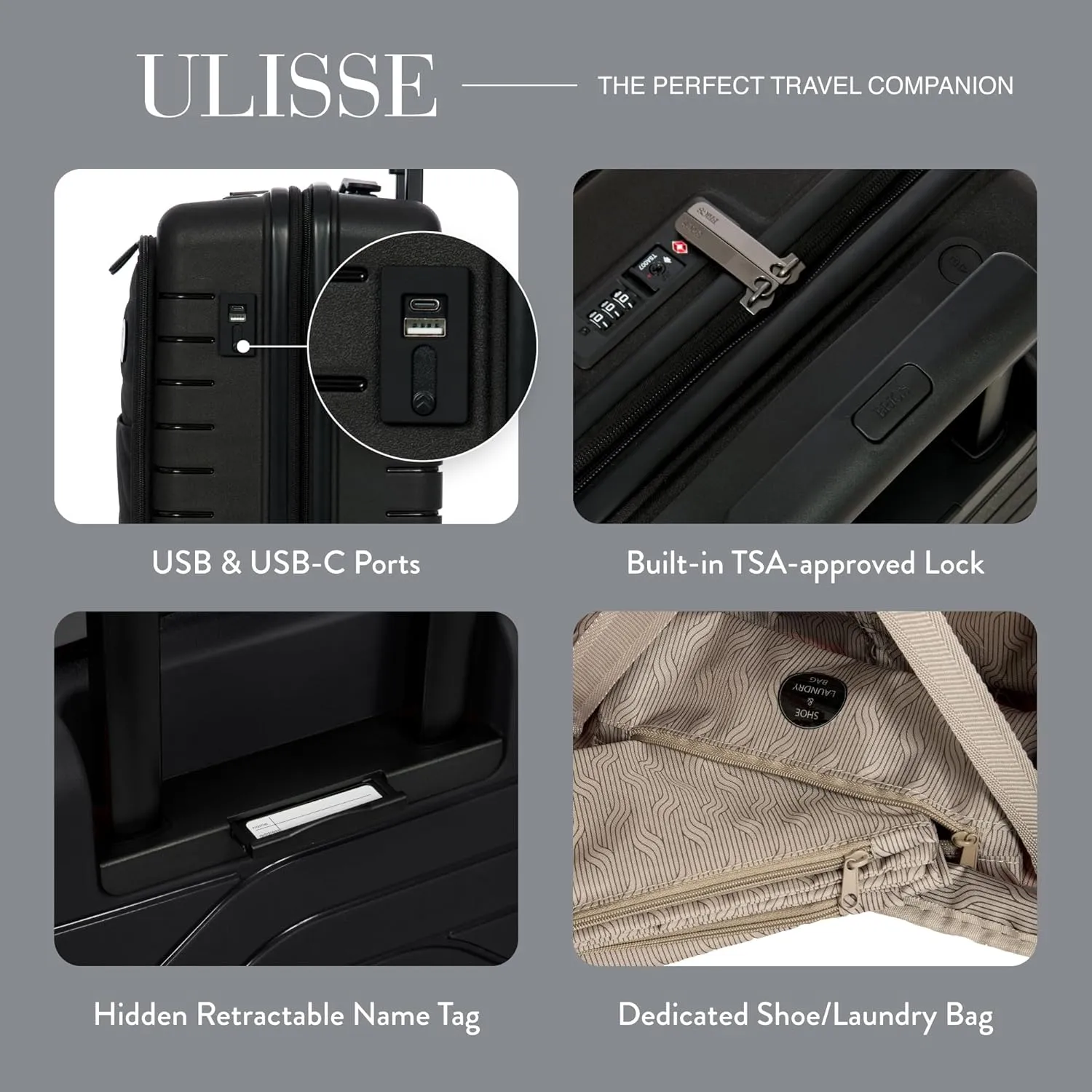 Bric's B|Y Ulisse Spinner Suitcase - 21 Inch Carry-On Luggage - Hard Exterior and TSA-Approved Lock - Nero