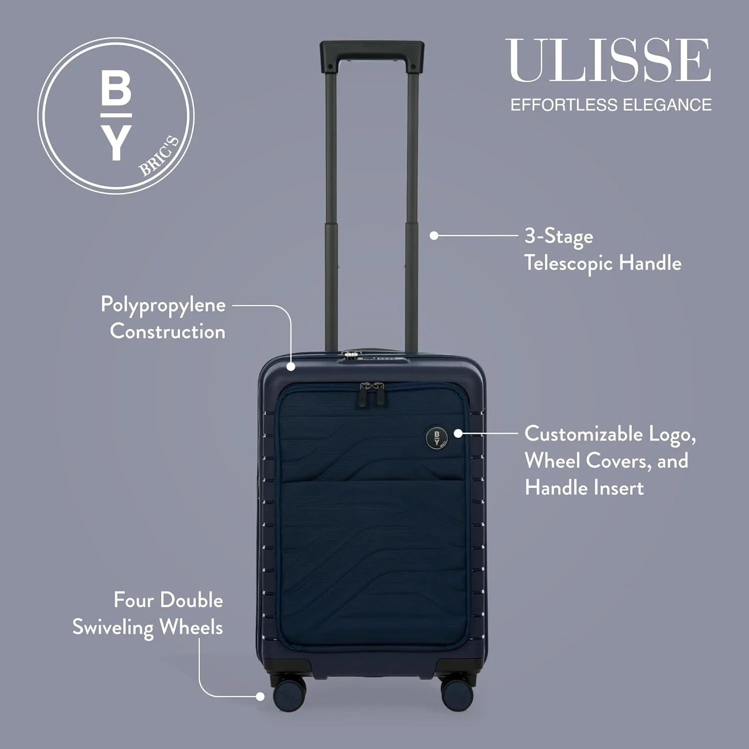Bric's B|Y Ulisse Spinner Suitcase - 21 Inch Carry-On Luggage - Hard Exterior and TSA-Approved Lock - Oceano