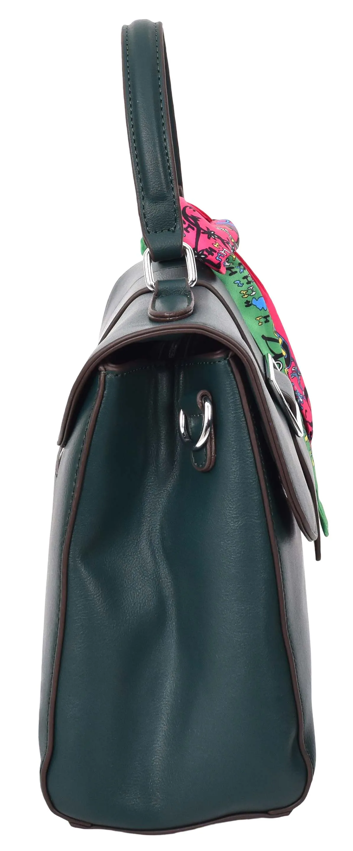 Brielle Women's Faux Leather Classic Satchel Style Handbag Green