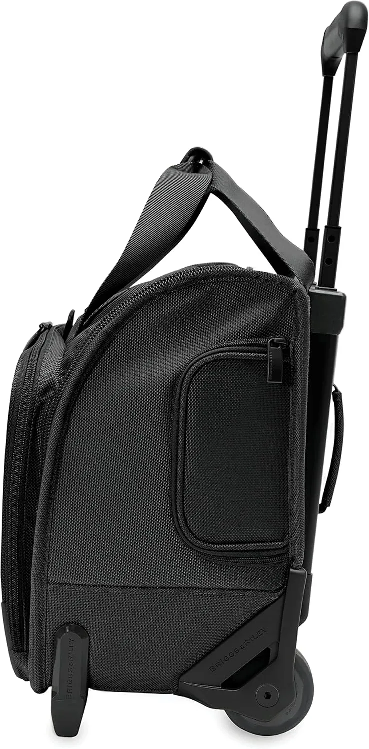 Briggs & Riley 2-Wheel Cabin Bag - Carry On Luggage for Travel, Suitcases with Wheels, Softside Rolling Bag for Men & Women, Interlocking Handle, Self-Repairing Zipper - Baseline Collection, Black