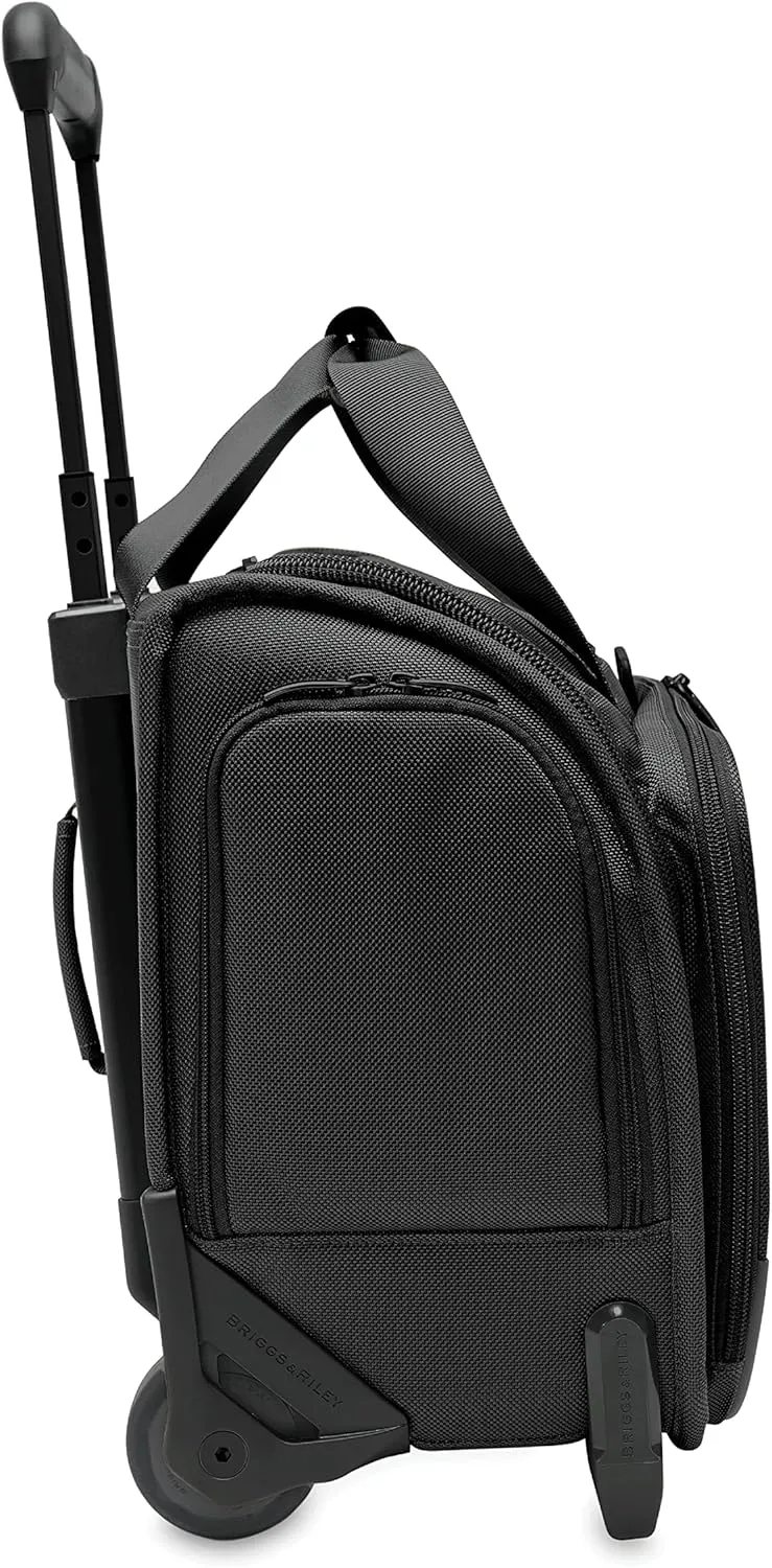 Briggs & Riley 2-Wheel Cabin Bag - Carry On Luggage for Travel, Suitcases with Wheels, Softside Rolling Bag for Men & Women, Interlocking Handle, Self-Repairing Zipper - Baseline Collection, Black