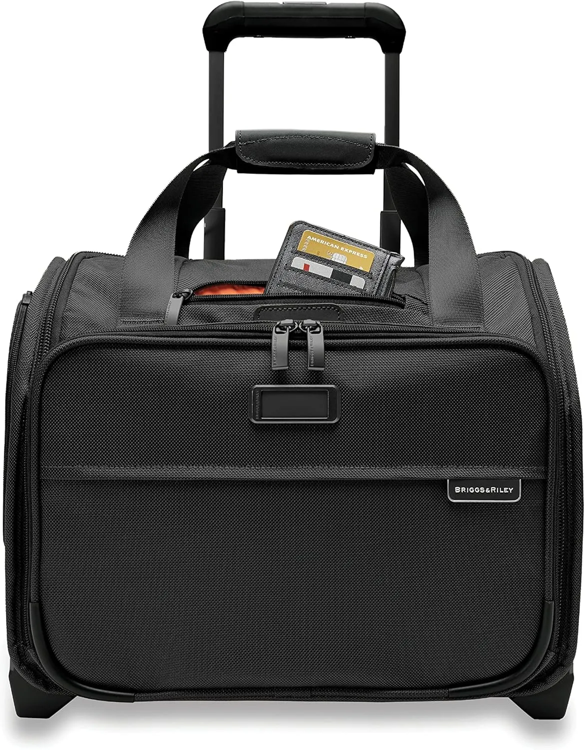 Briggs & Riley 2-Wheel Cabin Bag - Carry On Luggage for Travel, Suitcases with Wheels, Softside Rolling Bag for Men & Women, Interlocking Handle, Self-Repairing Zipper - Baseline Collection, Black