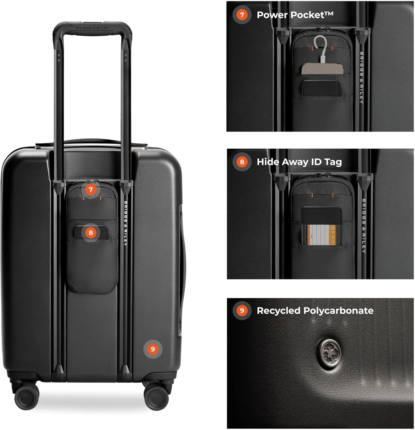 Briggs & Riley 21" Global Carry On Expandable Spinner - Luggage for Travel, Suitcases with Wheels, Hardside Rolling Bag for Men & Women, Self-Repairing Zipper - Sympatico Collection, Black