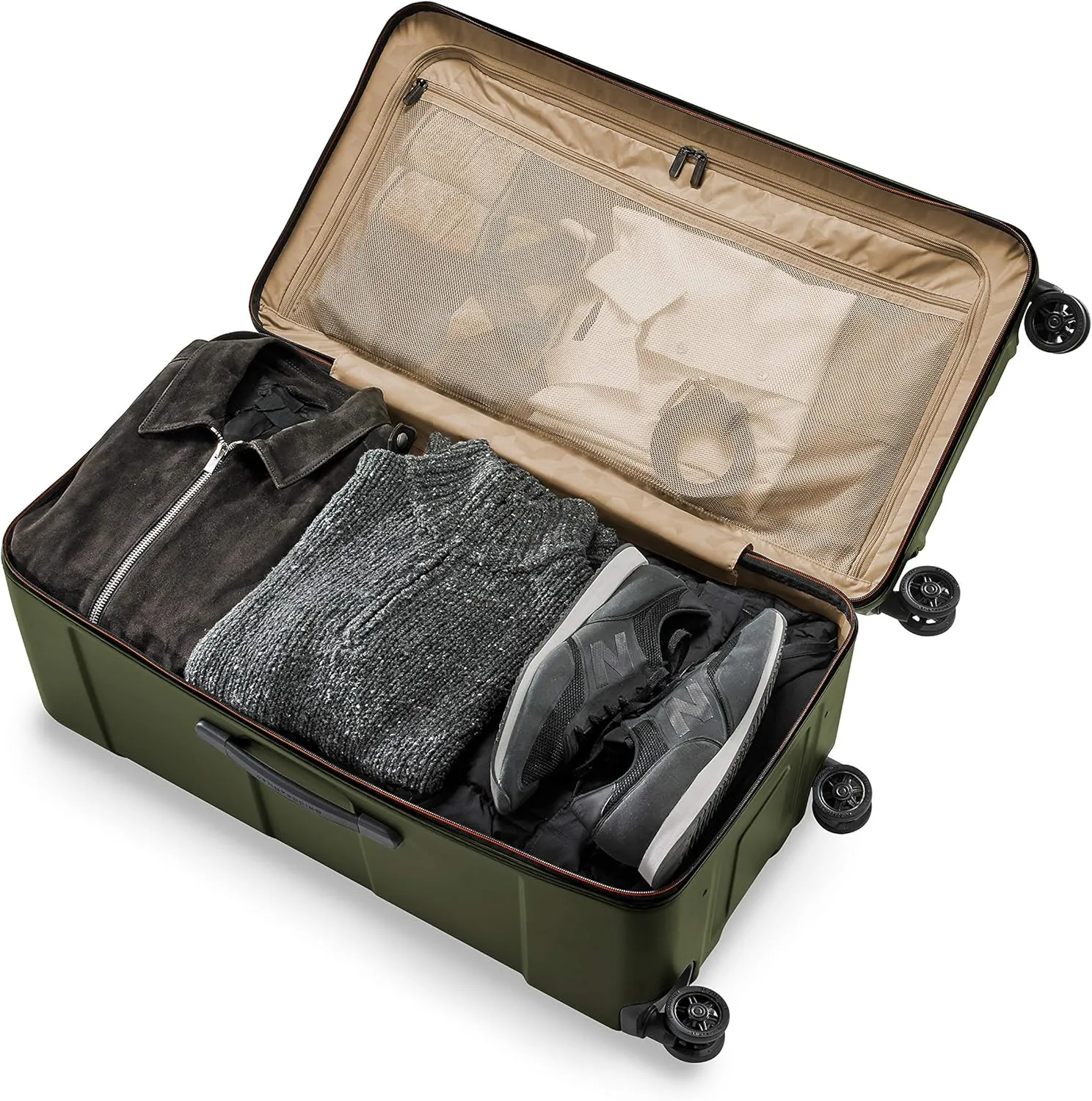 Briggs & Riley 32" Extra Large Trunk Spinner - Checked Luggage for Travel, Suitcases with Wheels, Hardside Rolling Bag for Men & Women, Self-Repairing Zipper - Torq Collection, Hunter Green