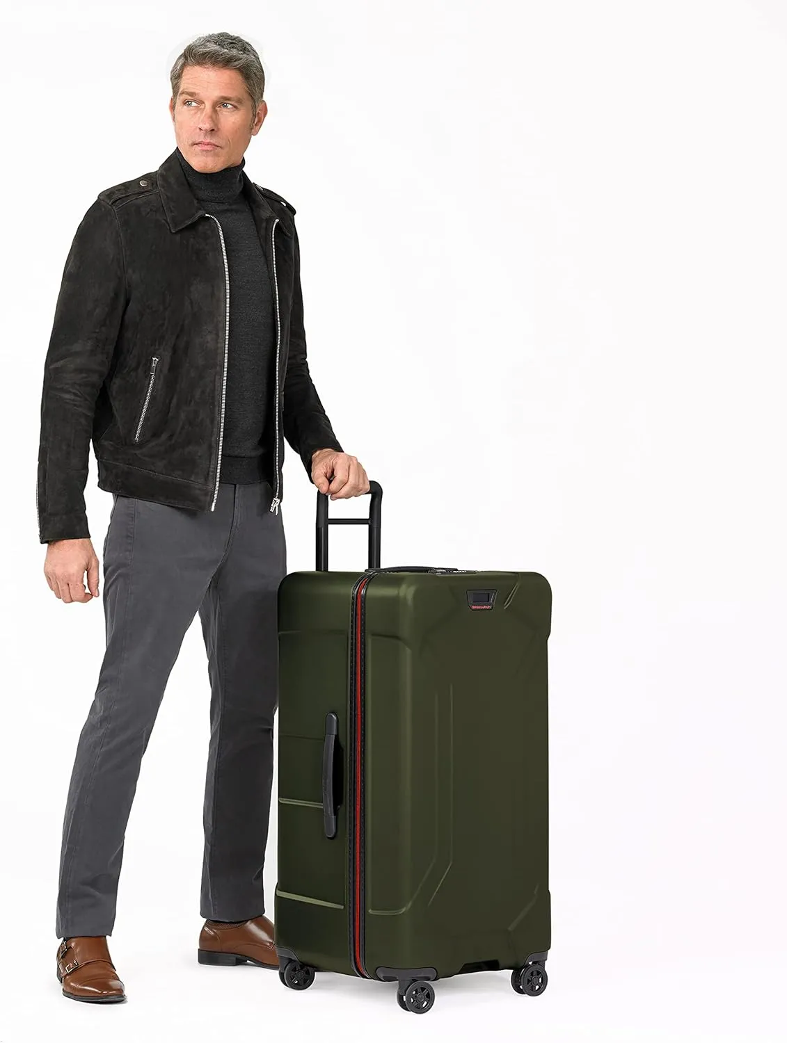 Briggs & Riley 32" Extra Large Trunk Spinner - Checked Luggage for Travel, Suitcases with Wheels, Hardside Rolling Bag for Men & Women, Self-Repairing Zipper - Torq Collection, Hunter Green