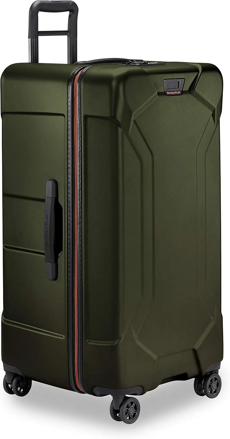 Briggs & Riley 32" Extra Large Trunk Spinner - Checked Luggage for Travel, Suitcases with Wheels, Hardside Rolling Bag for Men & Women, Self-Repairing Zipper - Torq Collection, Hunter Green
