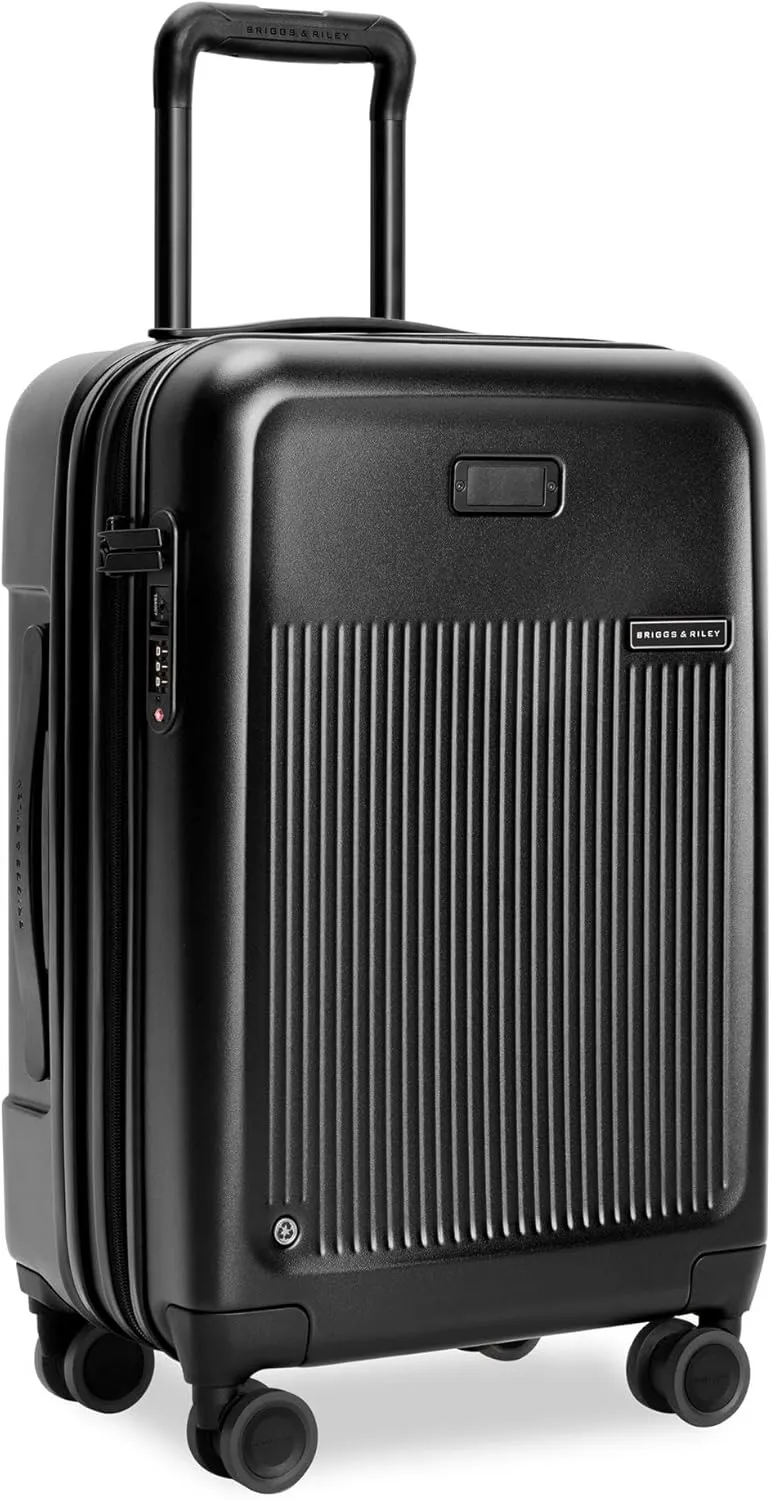 Briggs & Riley Essential 22" Carry On Expandable Spinner - Luggage for Travel, Suitcases with Wheels, Hardside Rolling Bag for Men & Women, Self-Repairing Zipper - Sympatico Collection, Black