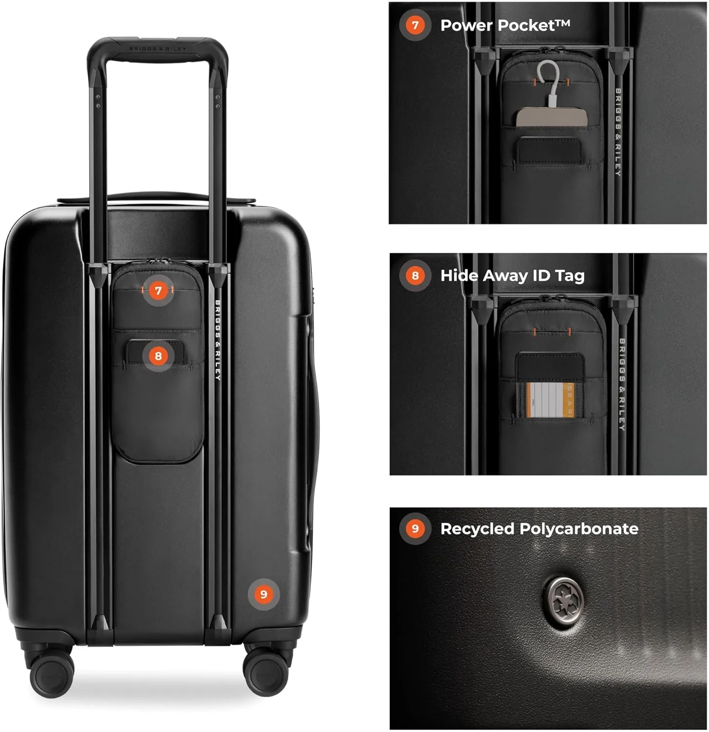 Briggs & Riley Essential 22" Carry On Expandable Spinner - Luggage for Travel, Suitcases with Wheels, Hardside Rolling Bag for Men & Women, Self-Repairing Zipper - Sympatico Collection, Black
