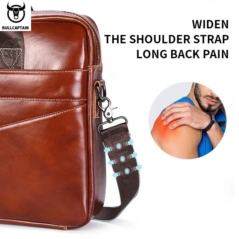 BULLCAPTAIN Men's Genuine Leather Briefcase Shoulder Bag 15 Inch Laptop Case Men's Briefcase Classic Office Business Handbag
