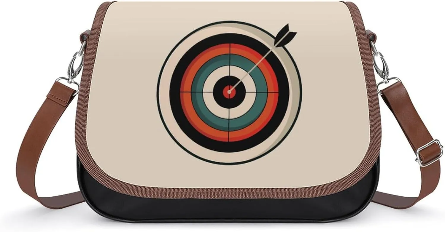 Bullseyes Target Bulls Eyes Messenger Bag for Women PU Leather Crossbody Bags Shoulder Handbags Purse