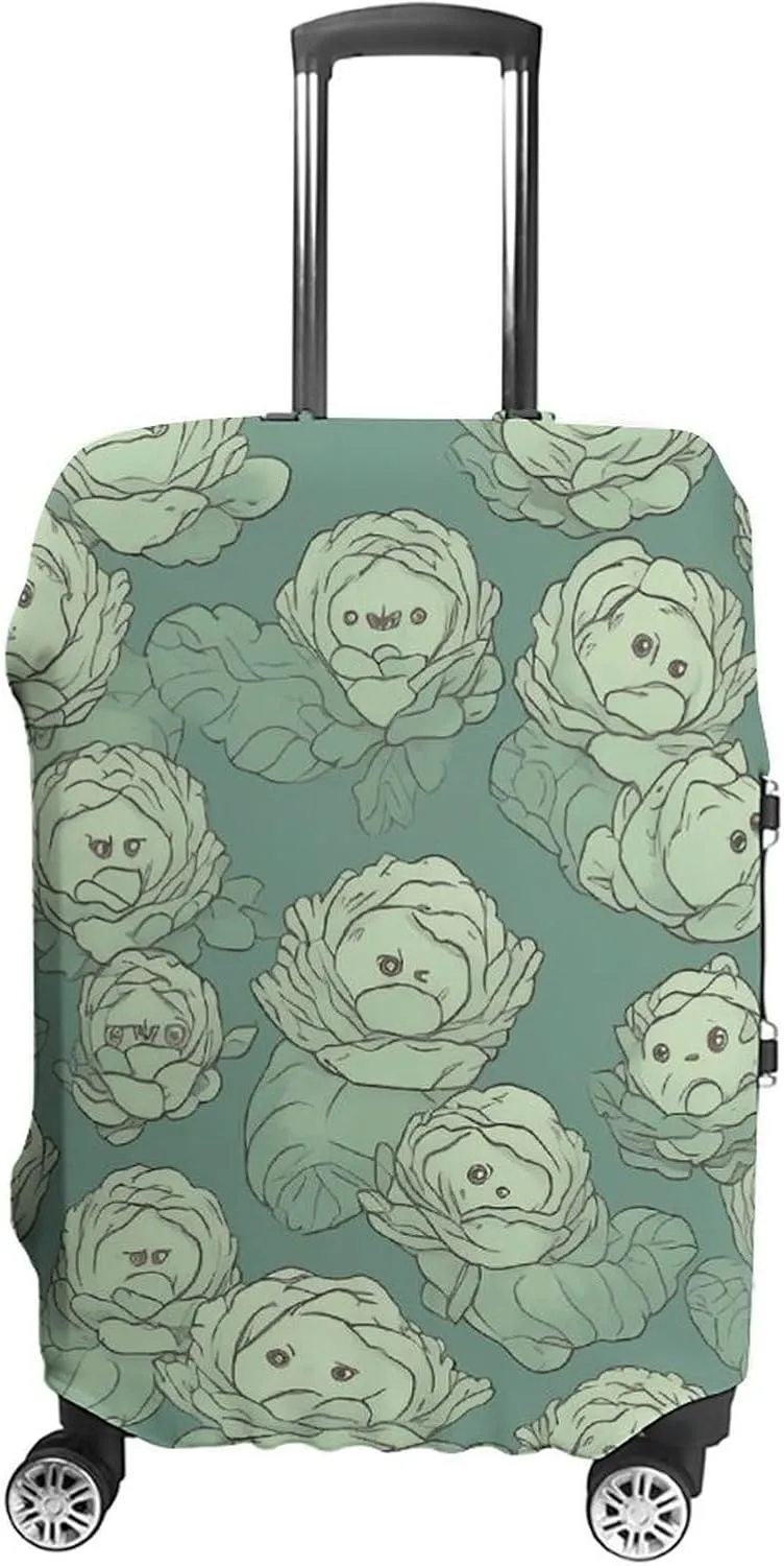Cabbage Pattern Suitcase Cover Washable Luggage Cover Dust-proof Luggage Protector Cover Anti-Scratch Travel Suitcase Protector Fits 18-32 Inch Luggage S