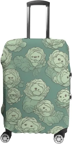 Cabbage Pattern Suitcase Cover Washable Luggage Cover Dust-proof Luggage Protector Cover Anti-Scratch Travel Suitcase Protector Fits 18-32 Inch Luggage S