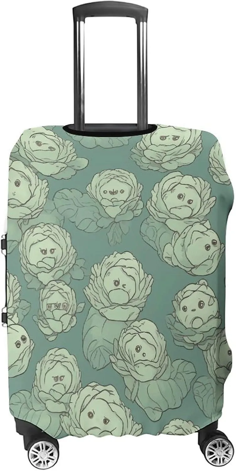 Cabbage Pattern Suitcase Cover Washable Luggage Cover Dust-proof Luggage Protector Cover Anti-Scratch Travel Suitcase Protector Fits 18-32 Inch Luggage S