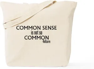 CafePress Common Sense Not So Common Tote Bag Reusable Natural Beige Canvas Shopping Bag