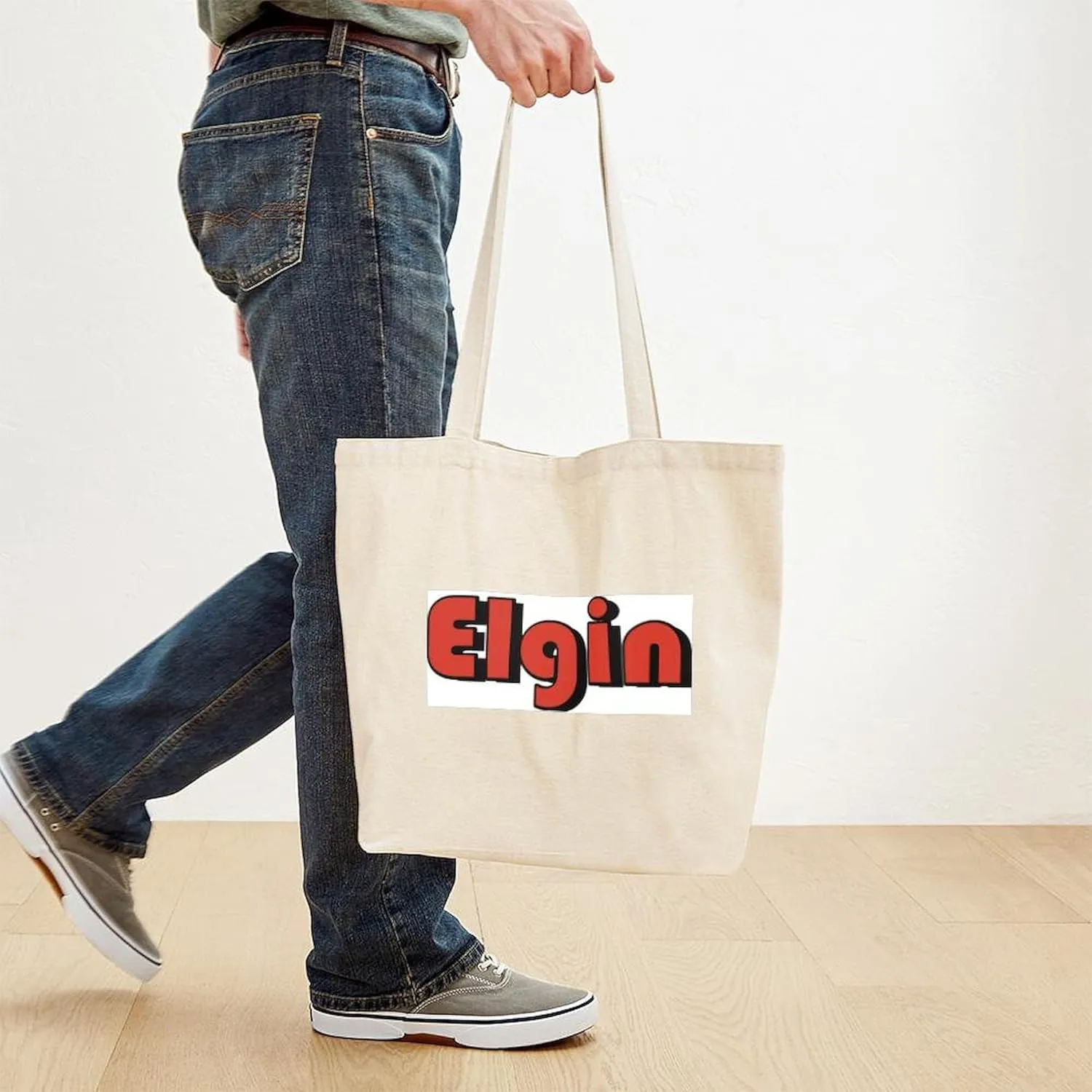 CafePress Elgin, Illinois Tote Bag Natural Canvas Tote Bag, Reusable Shopping Bag