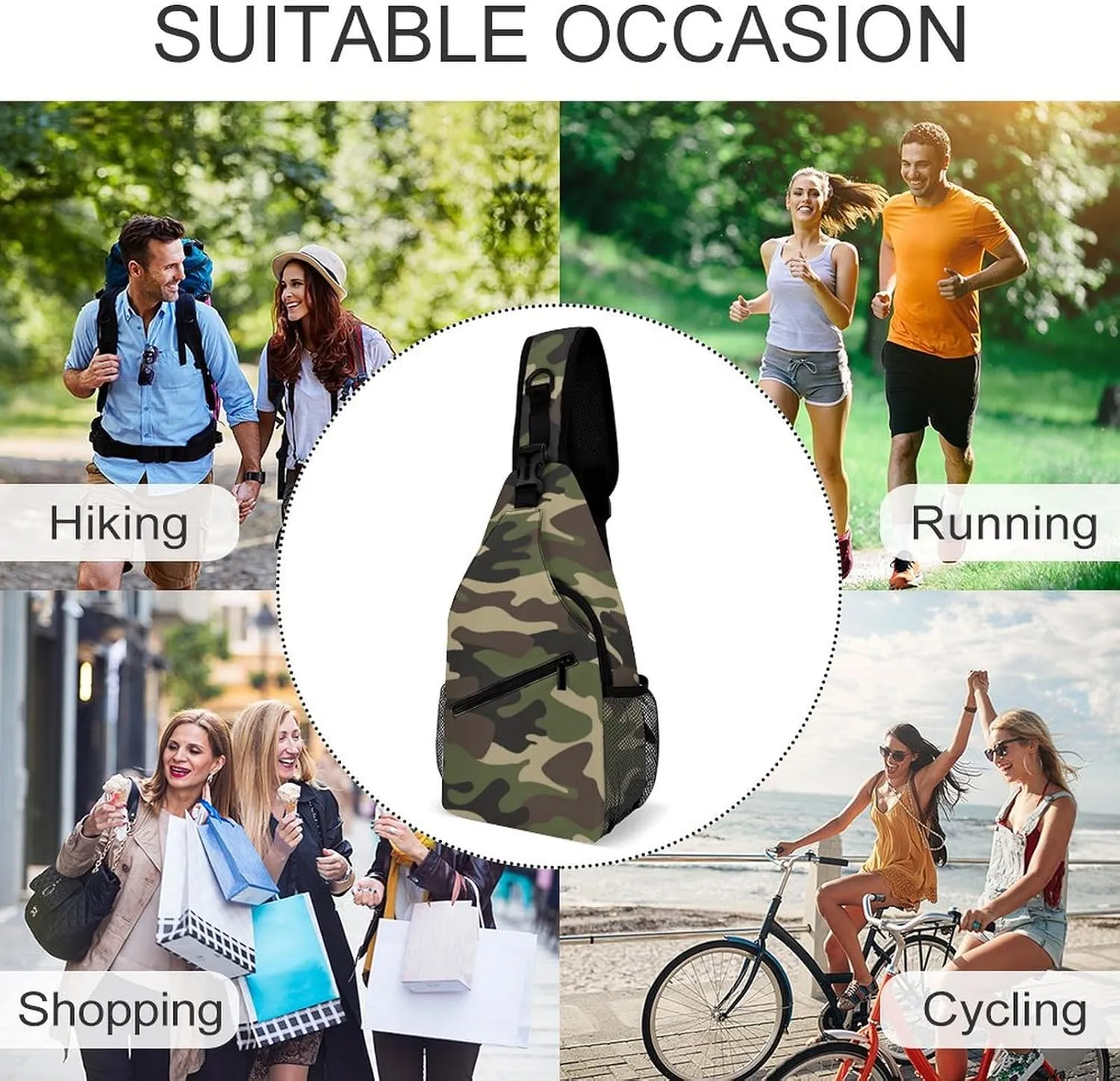 Camouflage Grey Versatile And Convenient Multipurpose Crossbody Bag - Perfect for Travel And Hiking