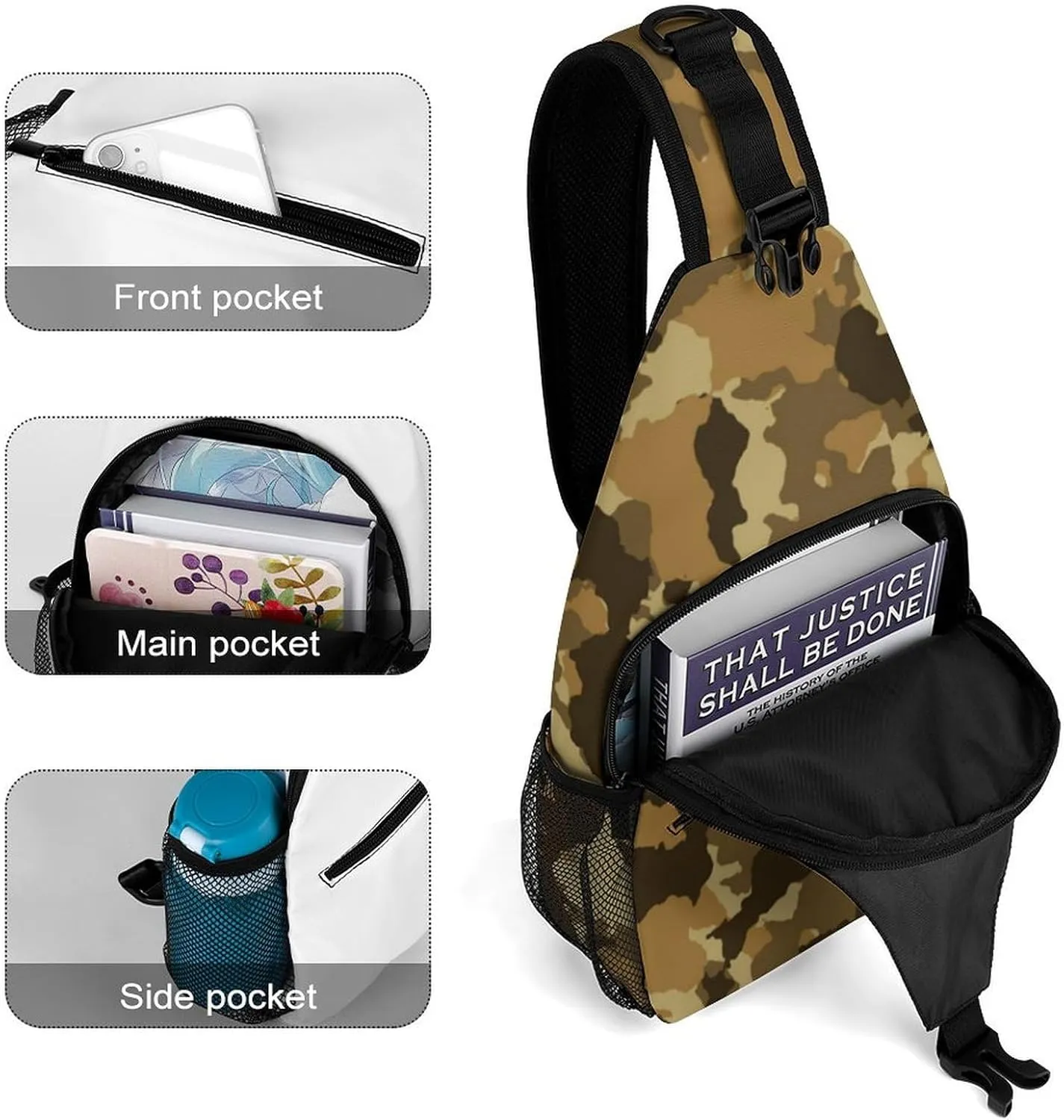 Camouflage Grey Versatile And Convenient Multipurpose Crossbody Bag - Perfect for Travel And Hiking