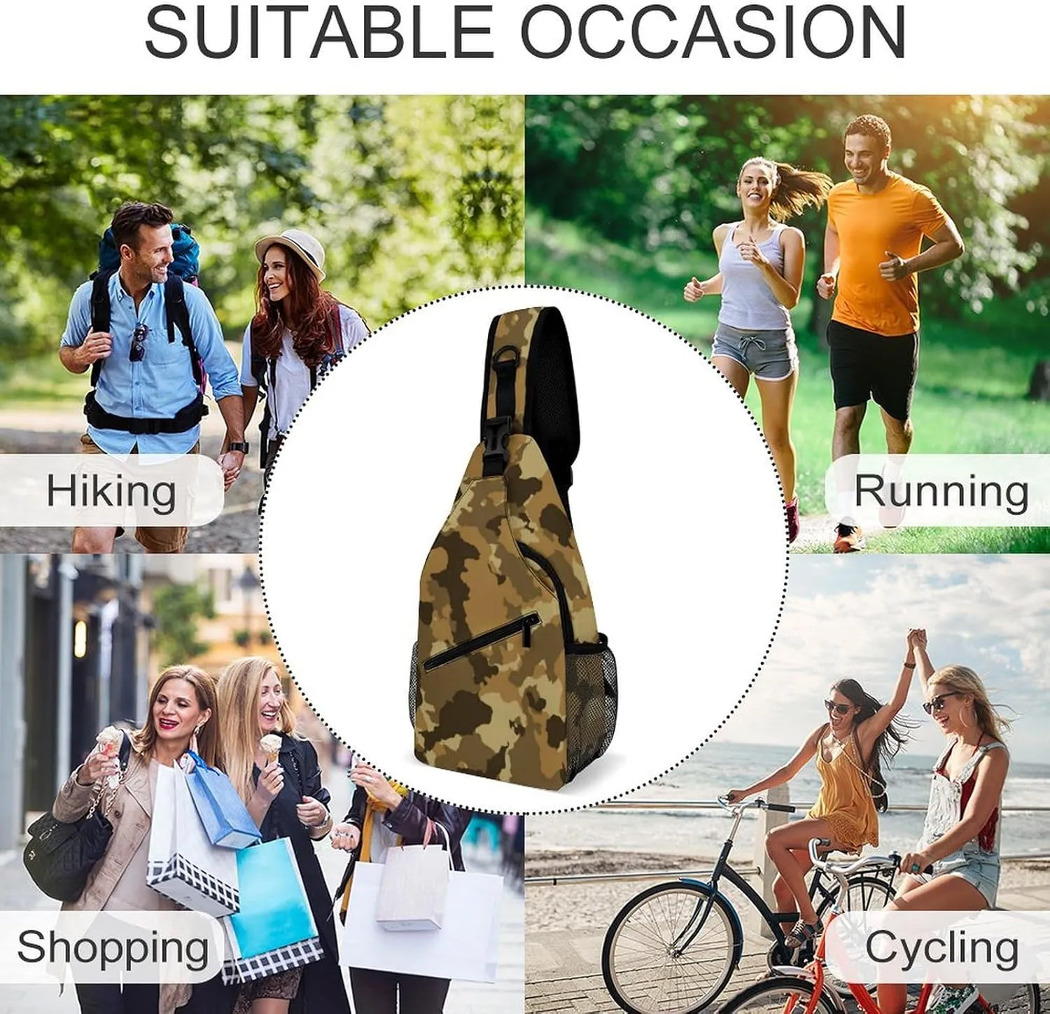 Camouflage Grey Versatile And Convenient Multipurpose Crossbody Bag - Perfect for Travel And Hiking