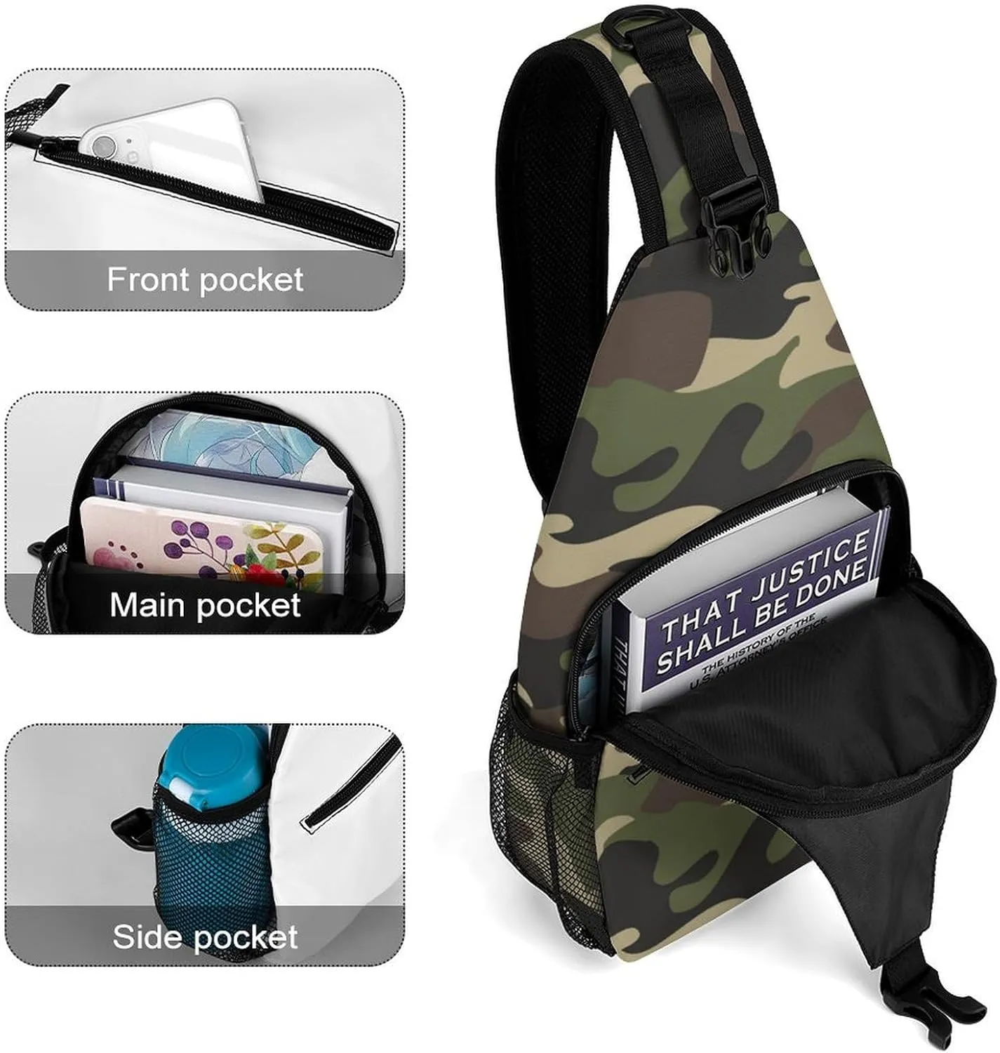 Camouflage Grey Versatile And Convenient Multipurpose Crossbody Bag - Perfect for Travel And Hiking
