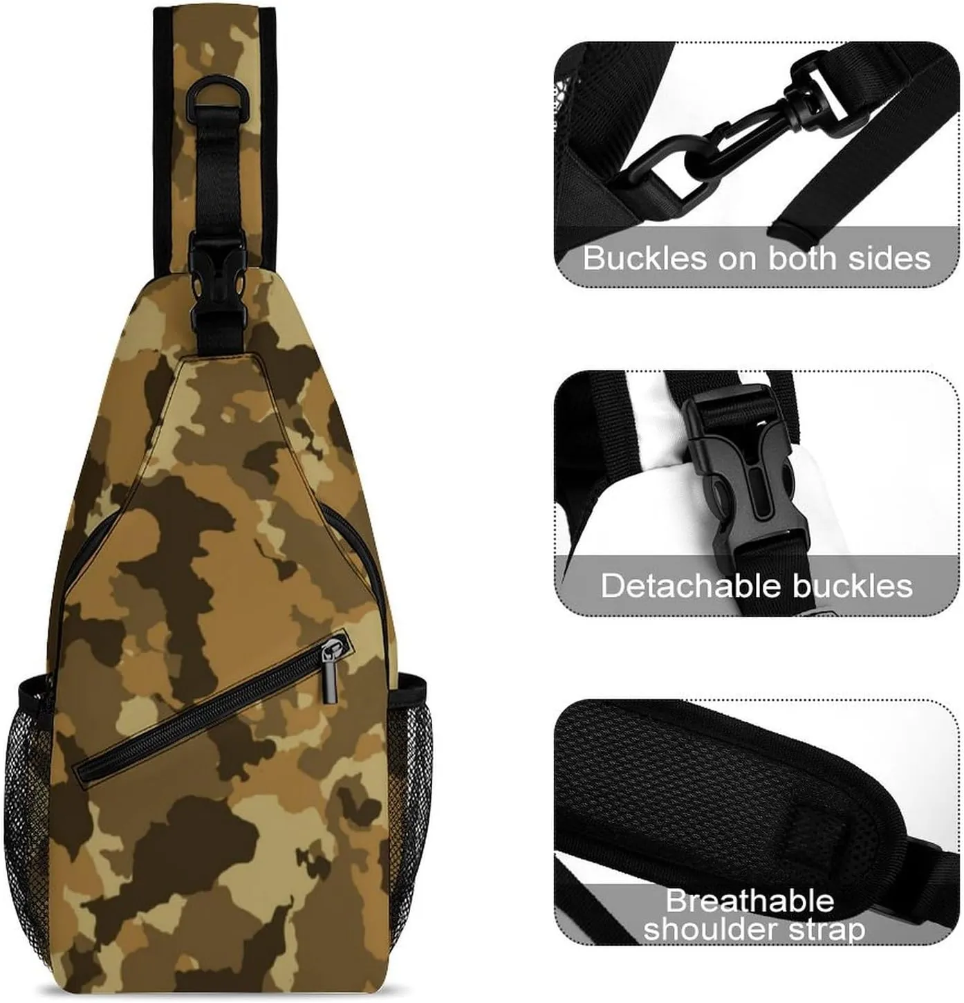 Camouflage Grey Versatile And Convenient Multipurpose Crossbody Bag - Perfect for Travel And Hiking