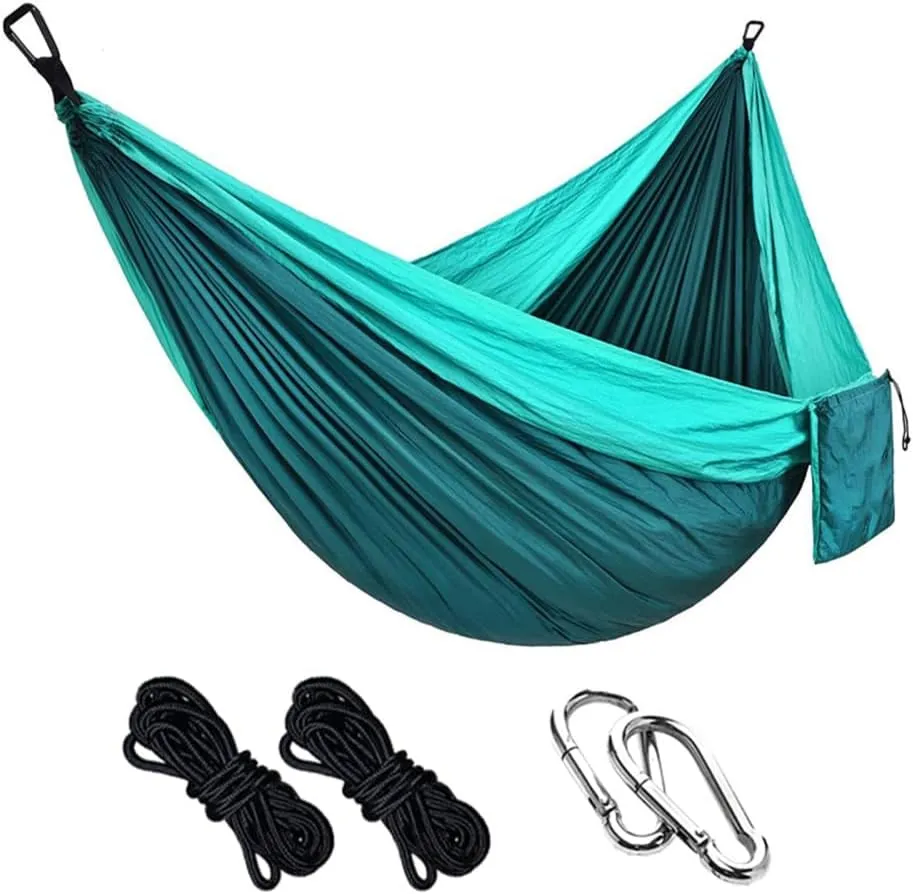 Camping Hammock, Single/Double Hammocks 210T Nylon Tree Hammock with 2 Hanging Ropes&2 Steel Buckle for Outdoor Hiking Travel Backpacking Beach Camping