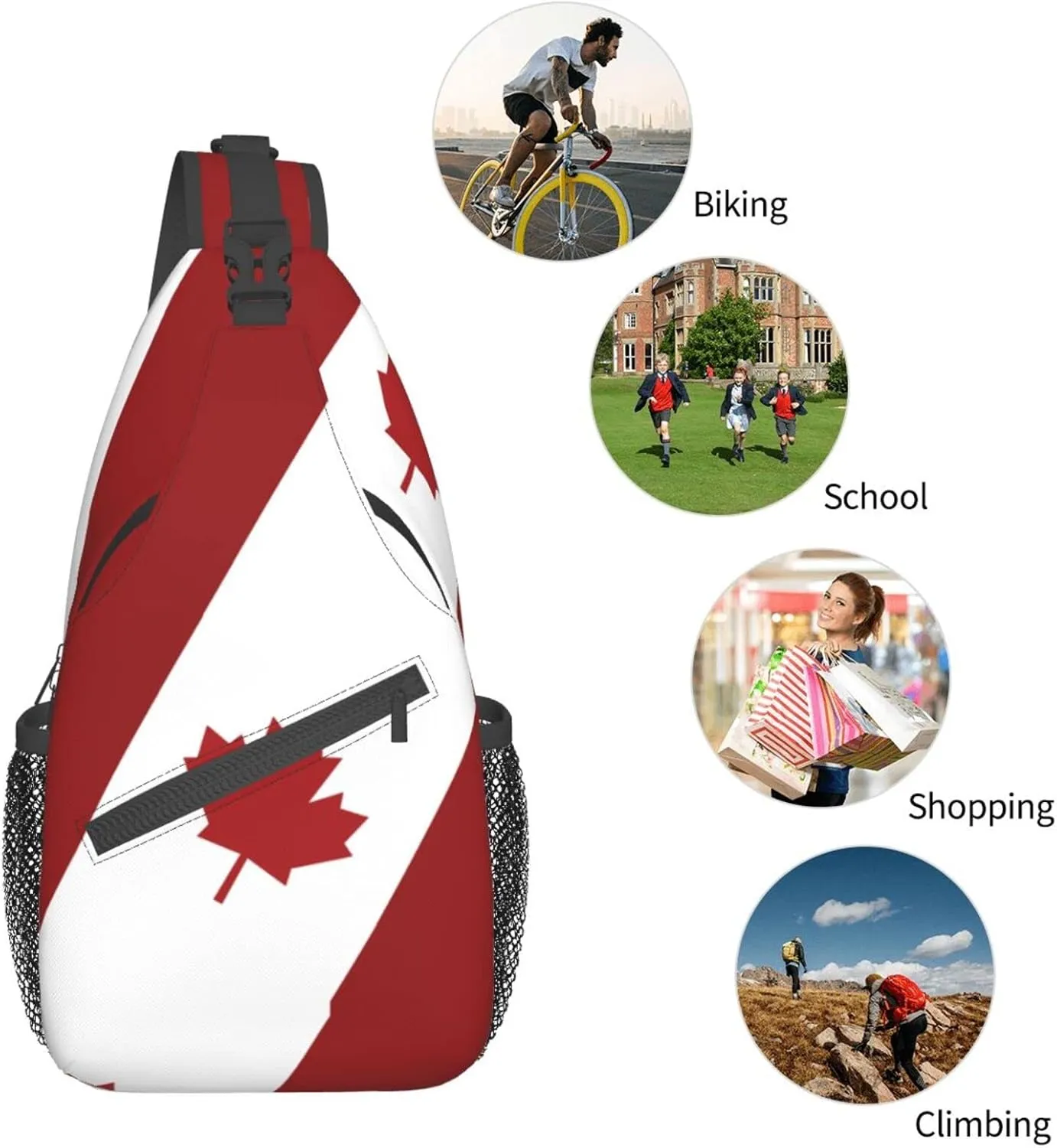 Canada Casual Daypack Bag Canada Flag Shoulder Bag Chest Bags Crossbody Bag Canadian Sling Backpack