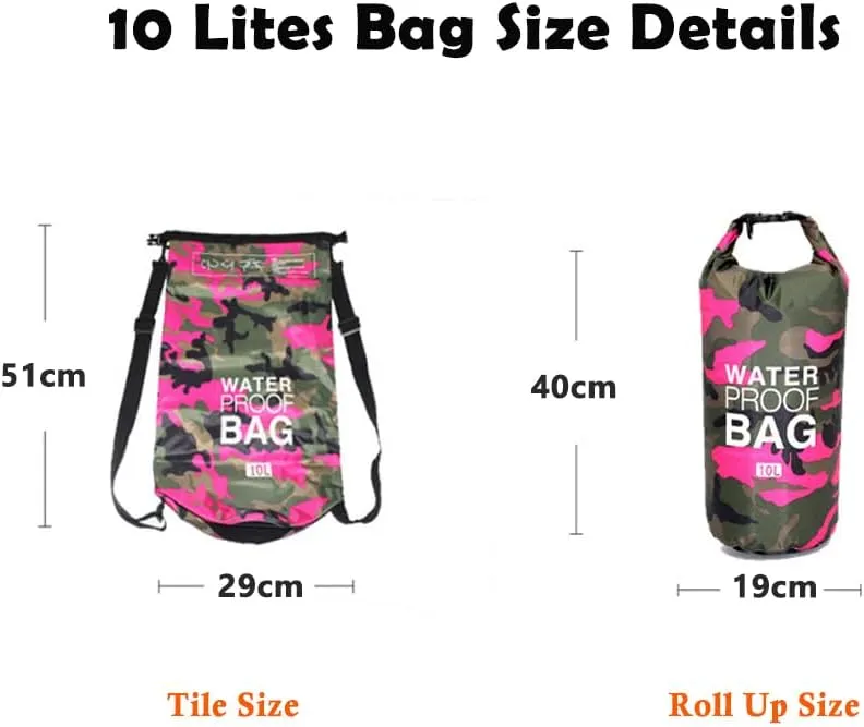 CANDeal Camouflage Waterproof Dry Bag,Lightweight Roll Top Dry Storage Backpack for Kayaking, Beach, Rafting, Boating, Hiking, Snowboarding, Swimming, Camping and Fishing