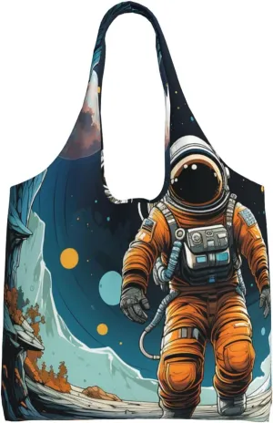 Canvas Tote Bag for Women Purse Astronaut and spaceship Handbags Totes Crossbody Shoulder Shopping Bag