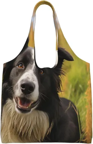 Canvas Tote Bag for Women Purse Mohado Border Collie Dog Handbags Totes Crossbody Shoulder Shopping Bag