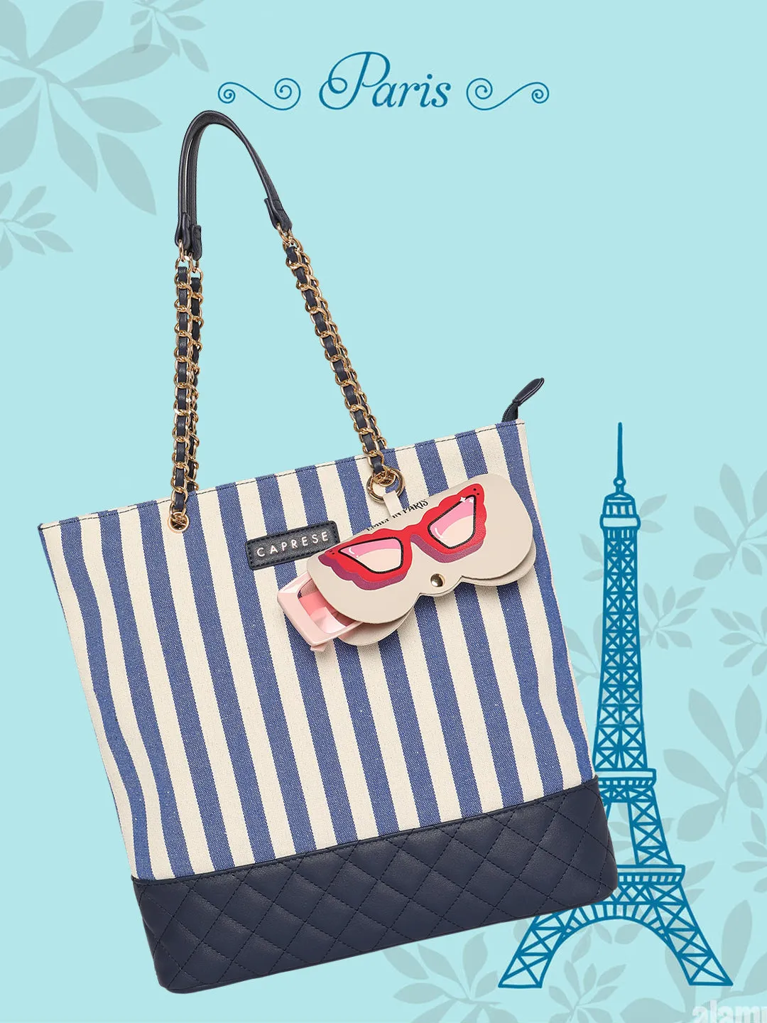 Caprese Emily In Paris Printed Medium Navy Tote Bag