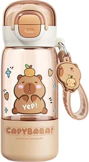 Capybara Water Cup with Straw Cute Water Bottle Kawaii Drink Jug for Kids and Girls in School Office on Travel