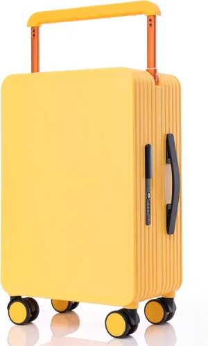 Carry On Luggage 20In Wide Handle PC Hardshell Suitcases with Spinner Wheels & TSA Lock Frameless Luggage Zipperless Luggage, Yellow