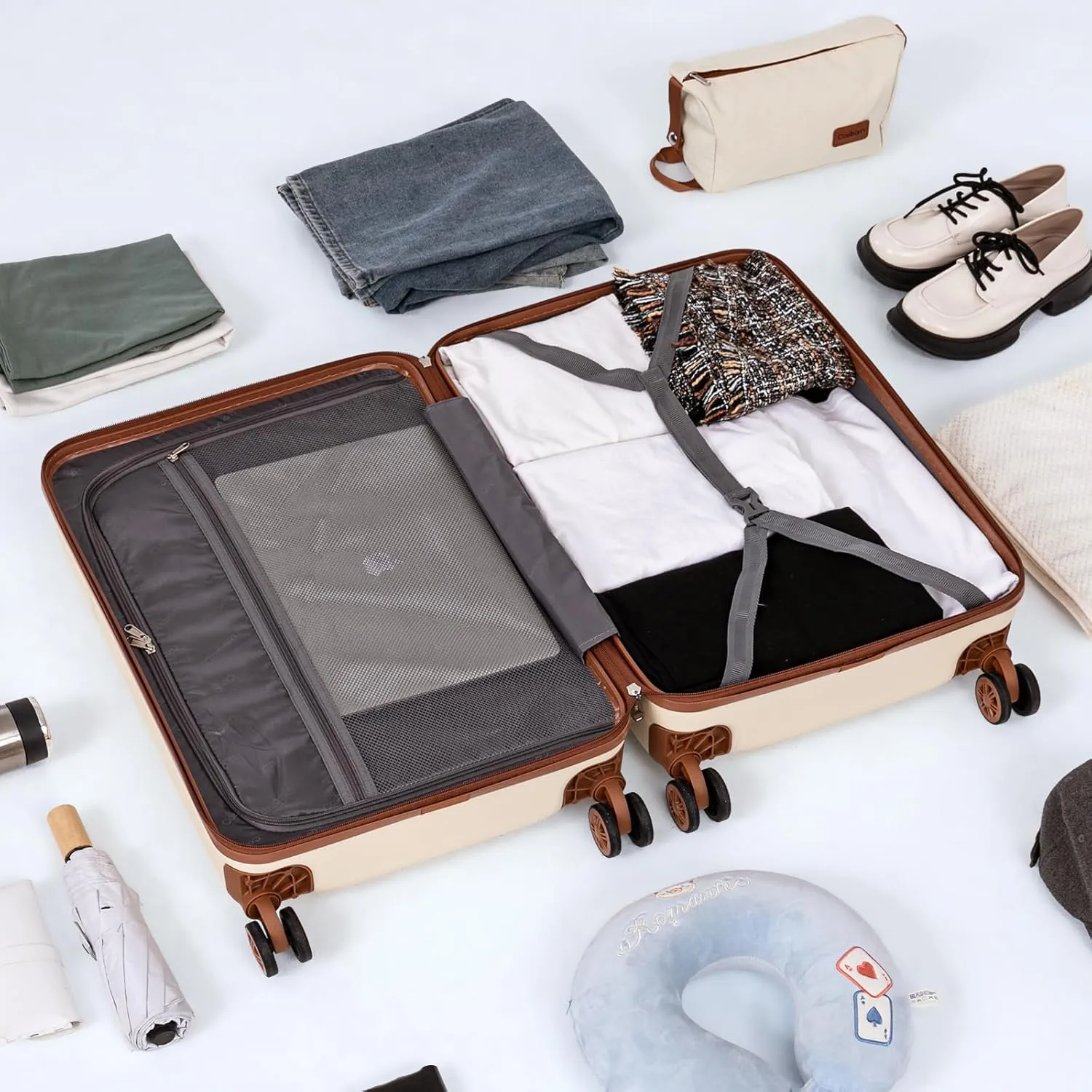 Carry On Luggage 22x14x9 Airline Approved, 20 Inch Carry on Suitcases with Wheels, ABS Lightweight Carry-on Luggage, Travel Suitcase Set with Wheels and TSA Lock
