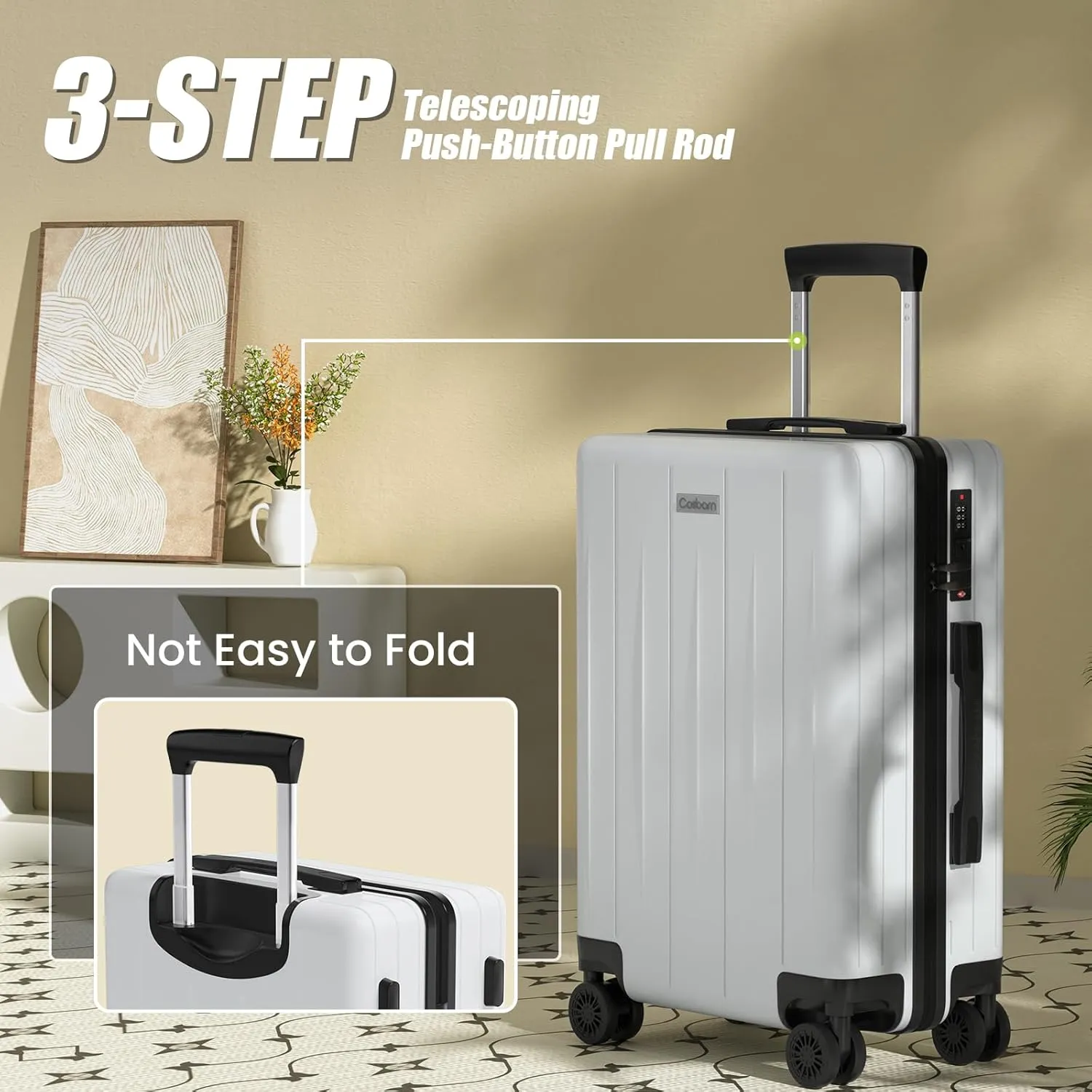 Carry On Luggage 22x14x9 Airline Approved, 20 inch Hard Shell Suitcase, ABS Hardside Suitcases, Lightweight Travel Luggage with 8 Silent Spinner Wheels, RoseGold