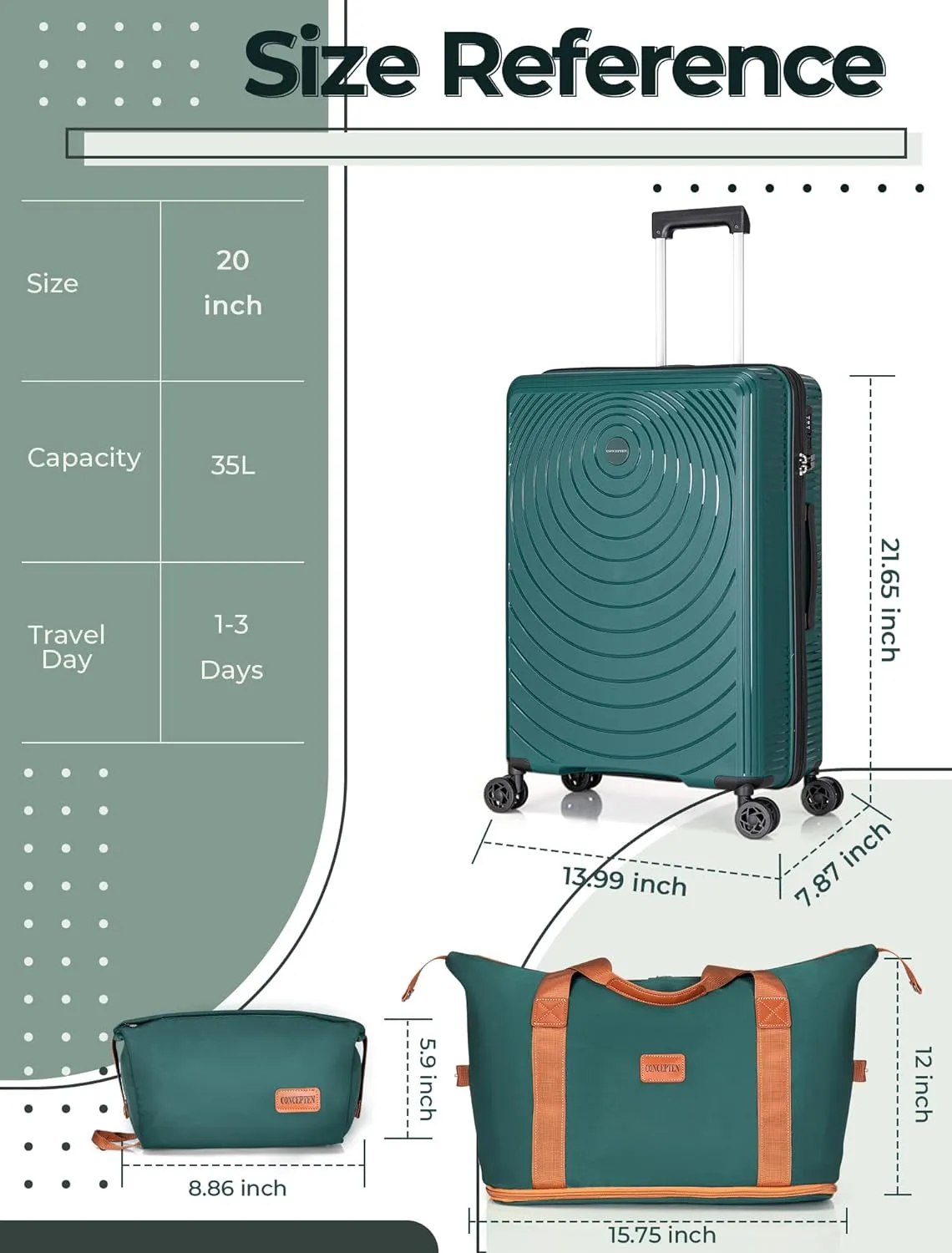 Carry On Luggage 22x14x9 Airline Approved, 20-inch Hard Shell Suitcases with Wheels, PP Lightweight Carry on Suitcase with TSA Lock