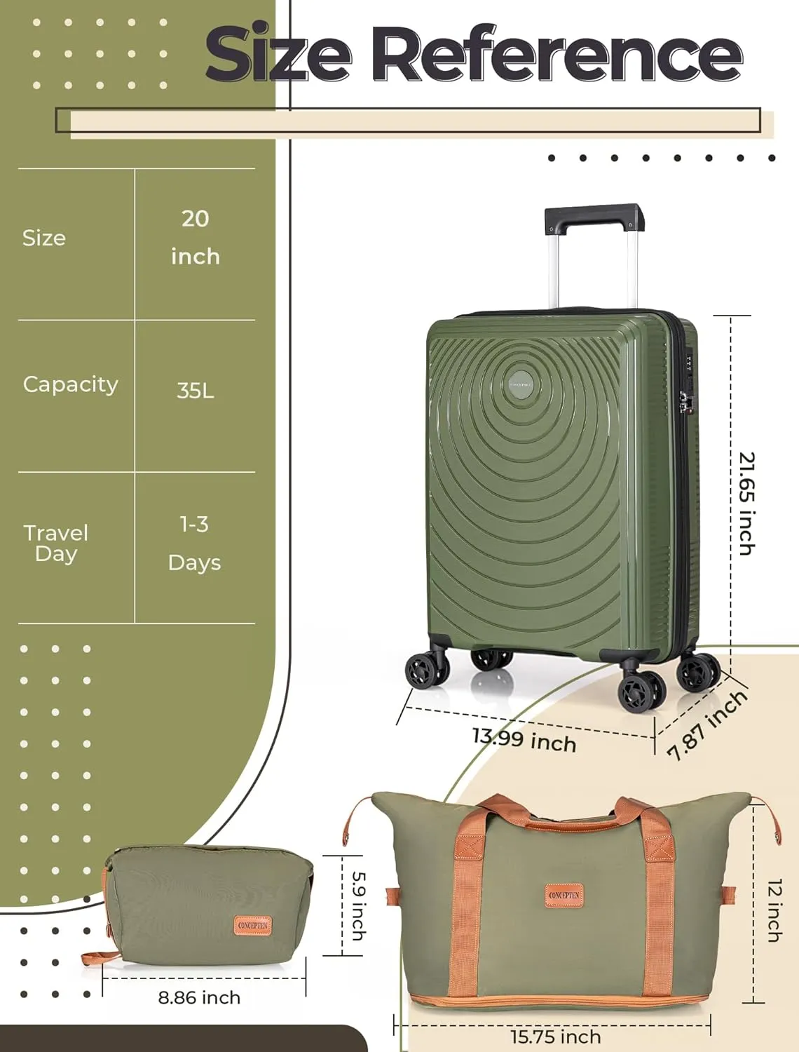 Carry On Luggage 22x14x9 Airline Approved, 20-inch Hard Shell Suitcases with Wheels, PP Lightweight Carry on Suitcase with TSA Lock