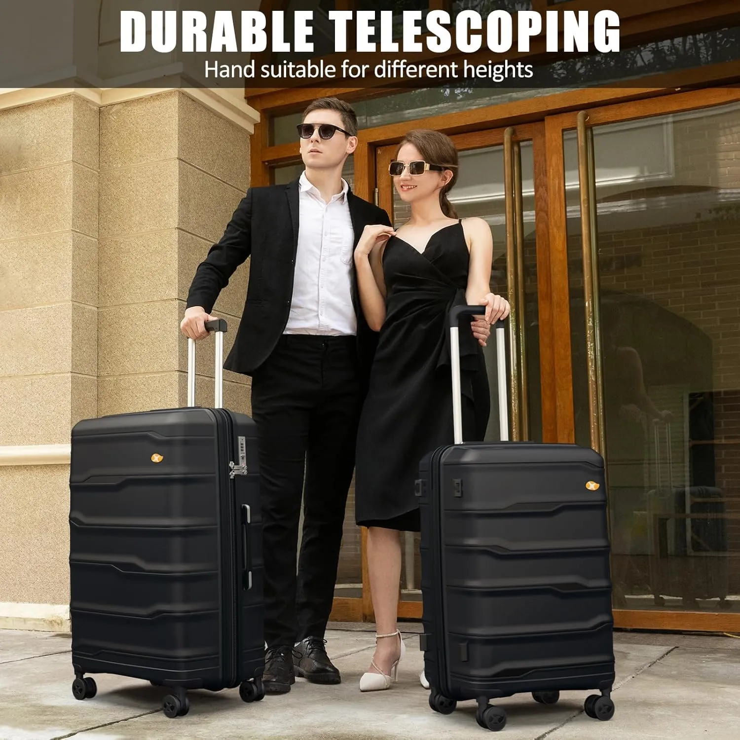 Carry On Luggage 22x14x9 Airline Approved, Hard Shell Suitcase with Spinner Wheels, PP Lightweight Luggages with TSA Lock, Carry-On Suitcases 20 Inch, Black