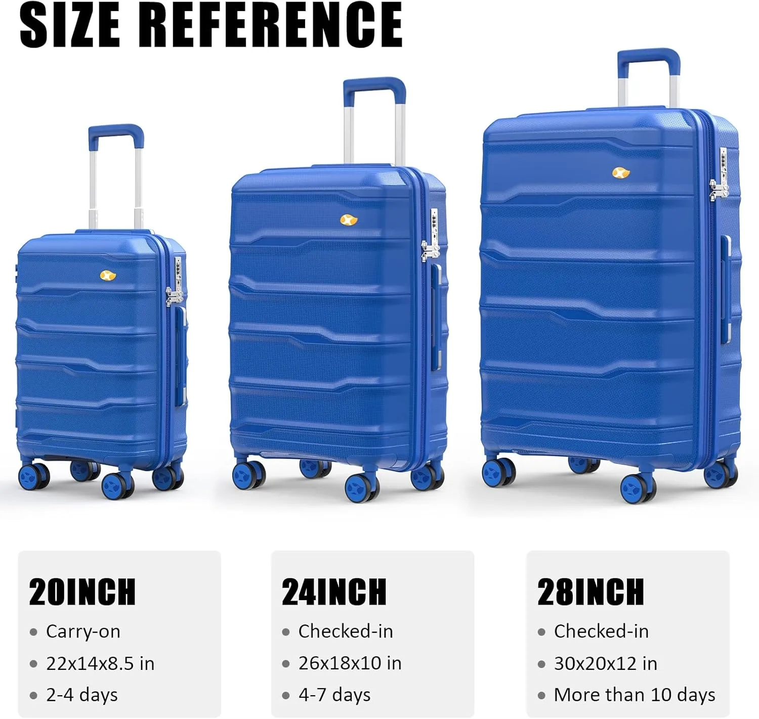Carry On Luggage 22x14x9 Airline Approved, Hard Shell Suitcase with Spinner Wheels, PP Lightweight Luggages with TSA Lock, Carry-On Suitcases 20 Inch, Blue