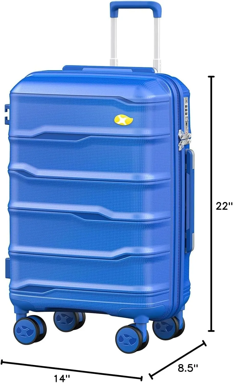 Carry On Luggage 22x14x9 Airline Approved, Hard Shell Suitcase with Spinner Wheels, PP Lightweight Luggages with TSA Lock, Carry-On Suitcases 20 Inch, Blue